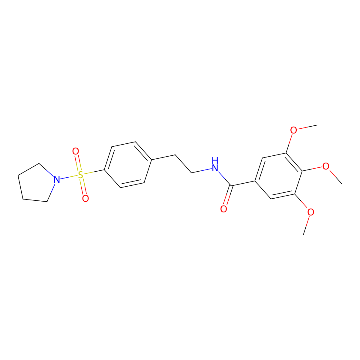 3,4,5-trimethoxy-N-[2-(4-pyrrolidin-1-ylsulfonylphenyl)ethyl]benzamide molecular structure, CAS 381680-04-2