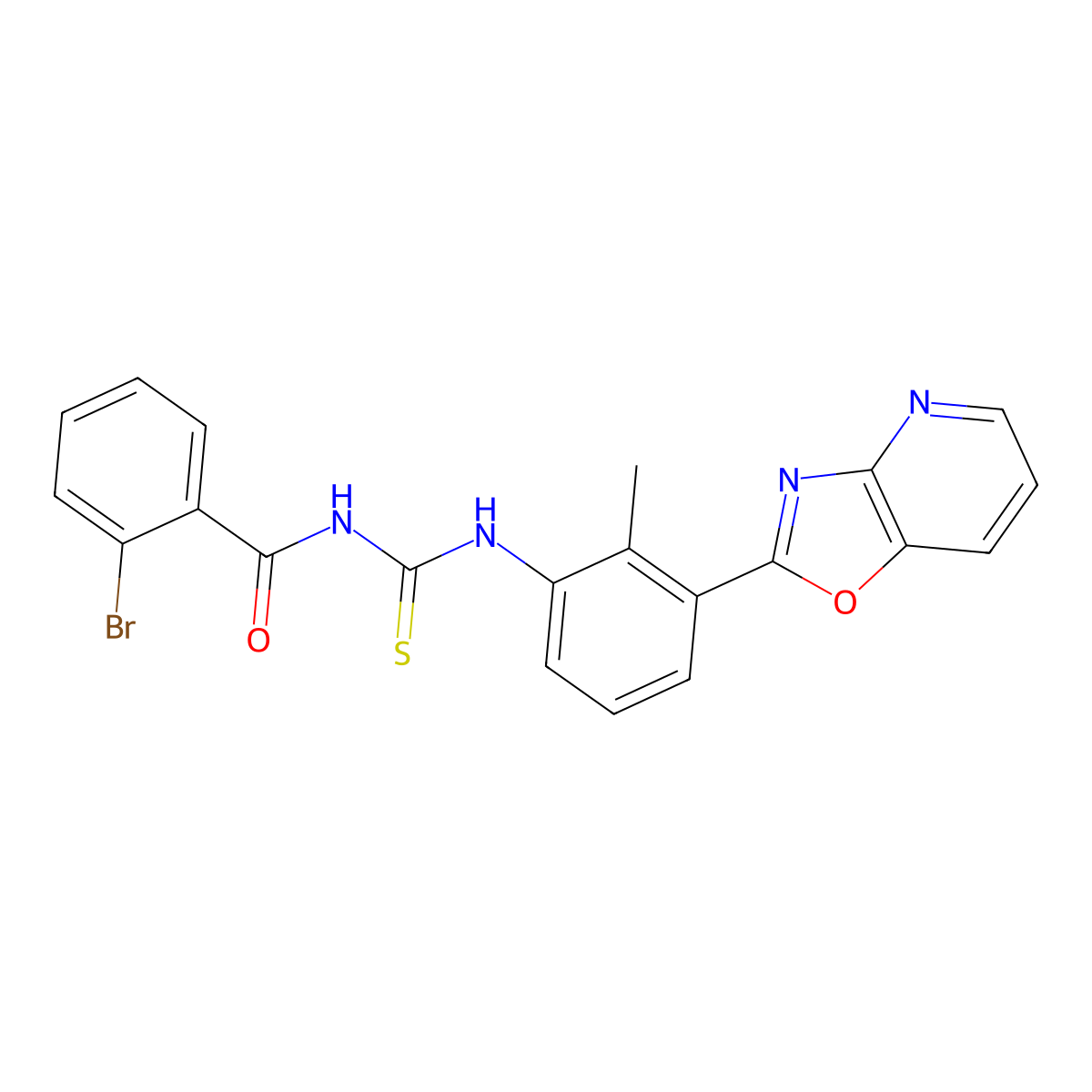 2-bromo-N-[[2-methyl-3-([1,3]oxazolo[4,5-b]pyridin-2-yl)phenyl]carbamothioyl]benzamide molecular structure, CAS 381680-26-8