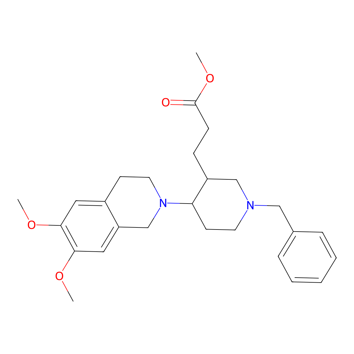 methyl 3-[1-benzyl-4-(6,7-dimethoxy-3,4-dihydroisoquinolin-2(1H)-yl)piperidin-3-yl]propanoate molecular structure, CAS 381680-40-6