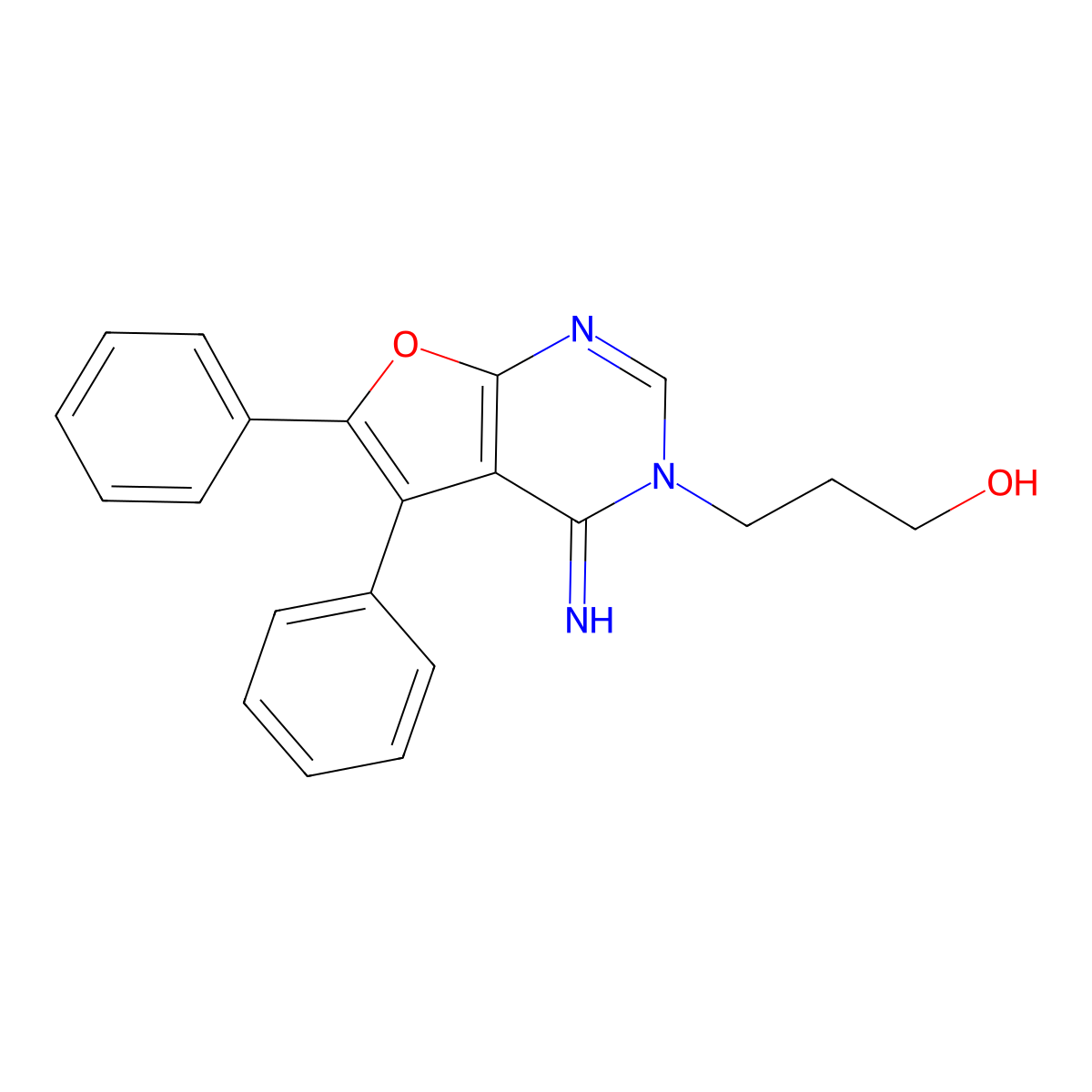 3-(4-Imino-5,6-diphenylfuro[2,3-d]pyrimidin-3-yl)propan-1-ol molecular structure, CAS 381680-65-5