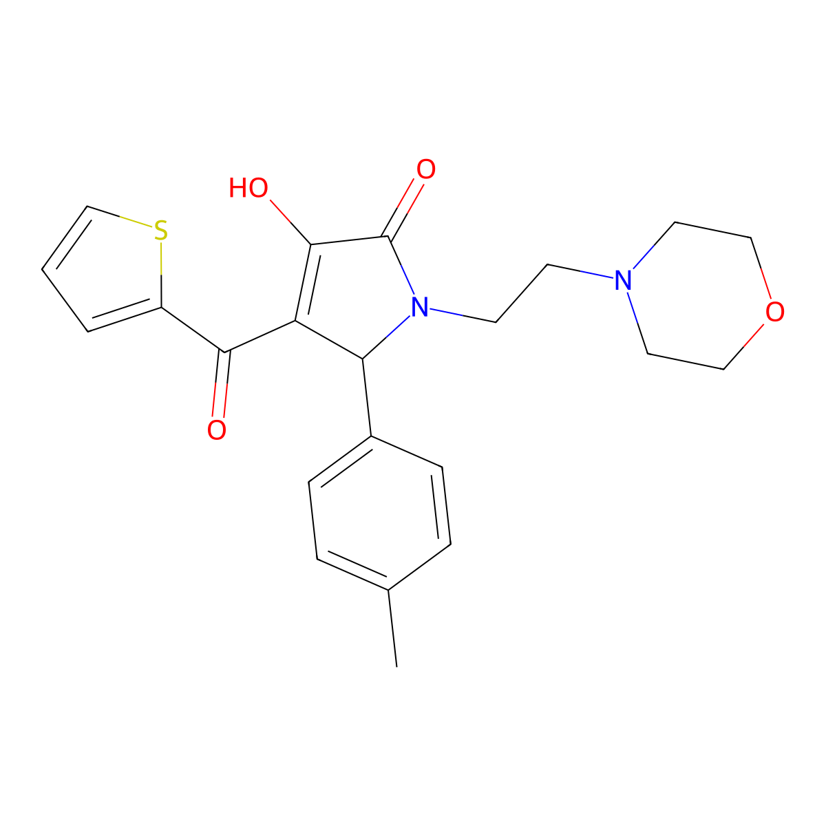 3-hydroxy-1-(2-morpholinoethyl)-4-(thiophene-2-carbonyl)-5-(p-tolyl)-1H-pyrrol-2(5H)-one molecular structure, CAS 381681-05-6