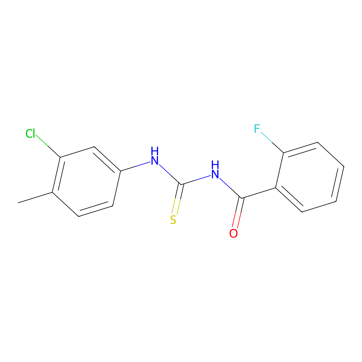 N-[(3-chloro-4-methylphenyl)carbamothioyl]-2-fluorobenzamide molecular structure, CAS 381681-20-5