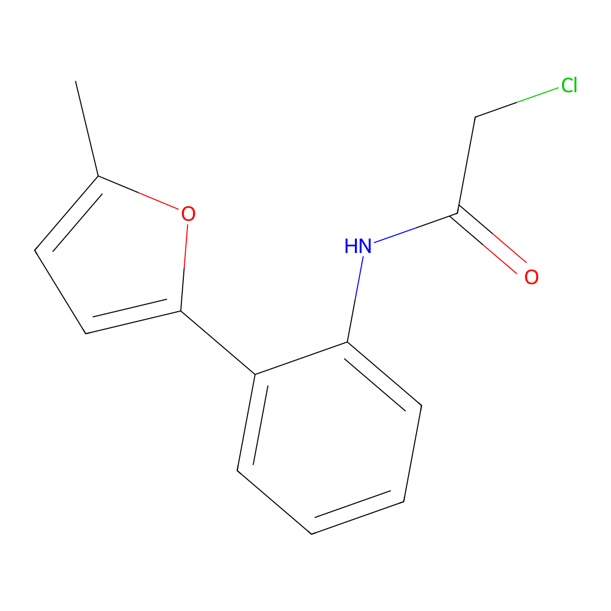 2-Chloro-N-[2-(5-methyl-furan-2-yl)-phenyl]-acetamide molecular structure, CAS 381681-57-8