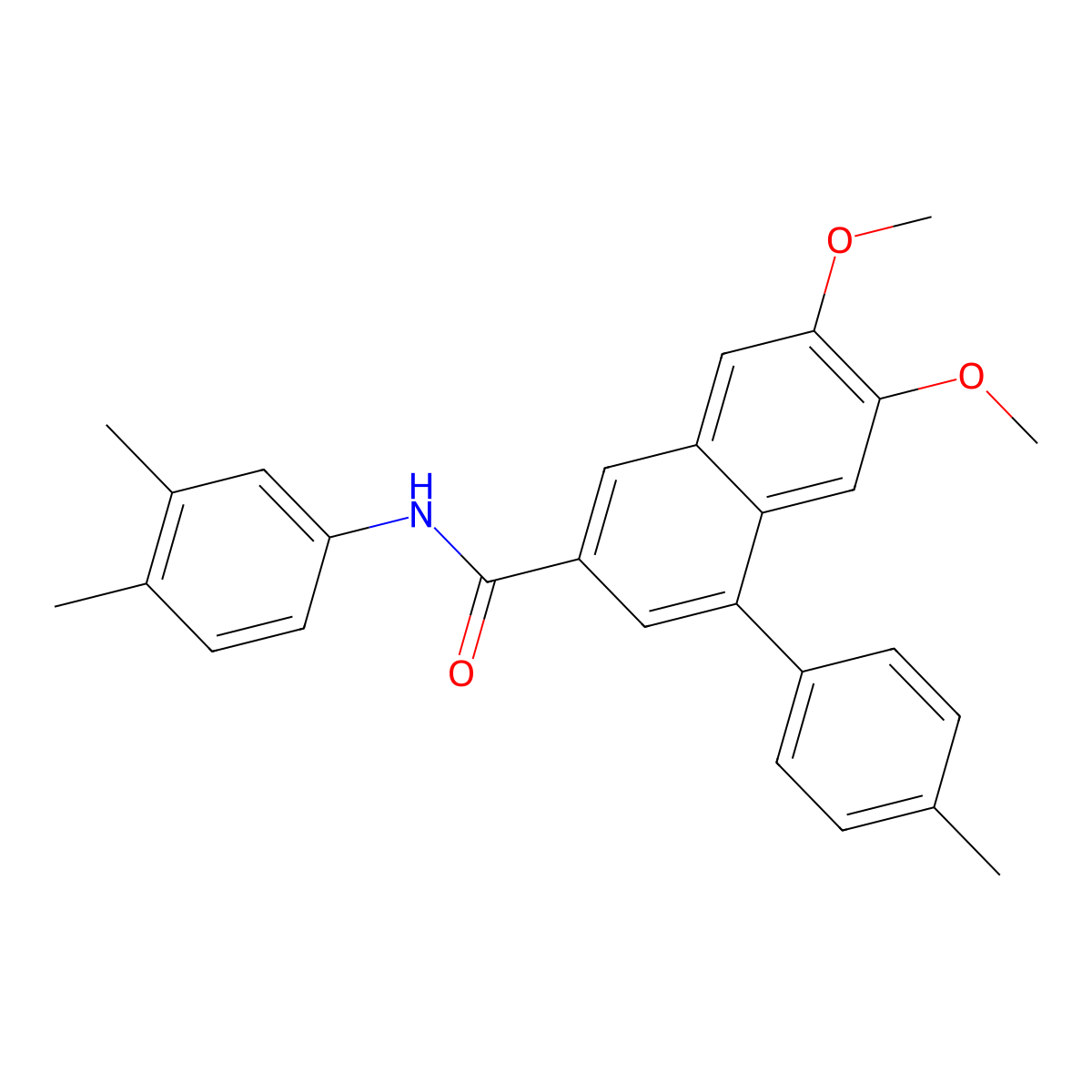 N-(3,4-dimethylphenyl)-6,7-dimethoxy-4-(4-methylphenyl)naphthalene-2-carboxamide molecular structure, CAS 381681-66-9