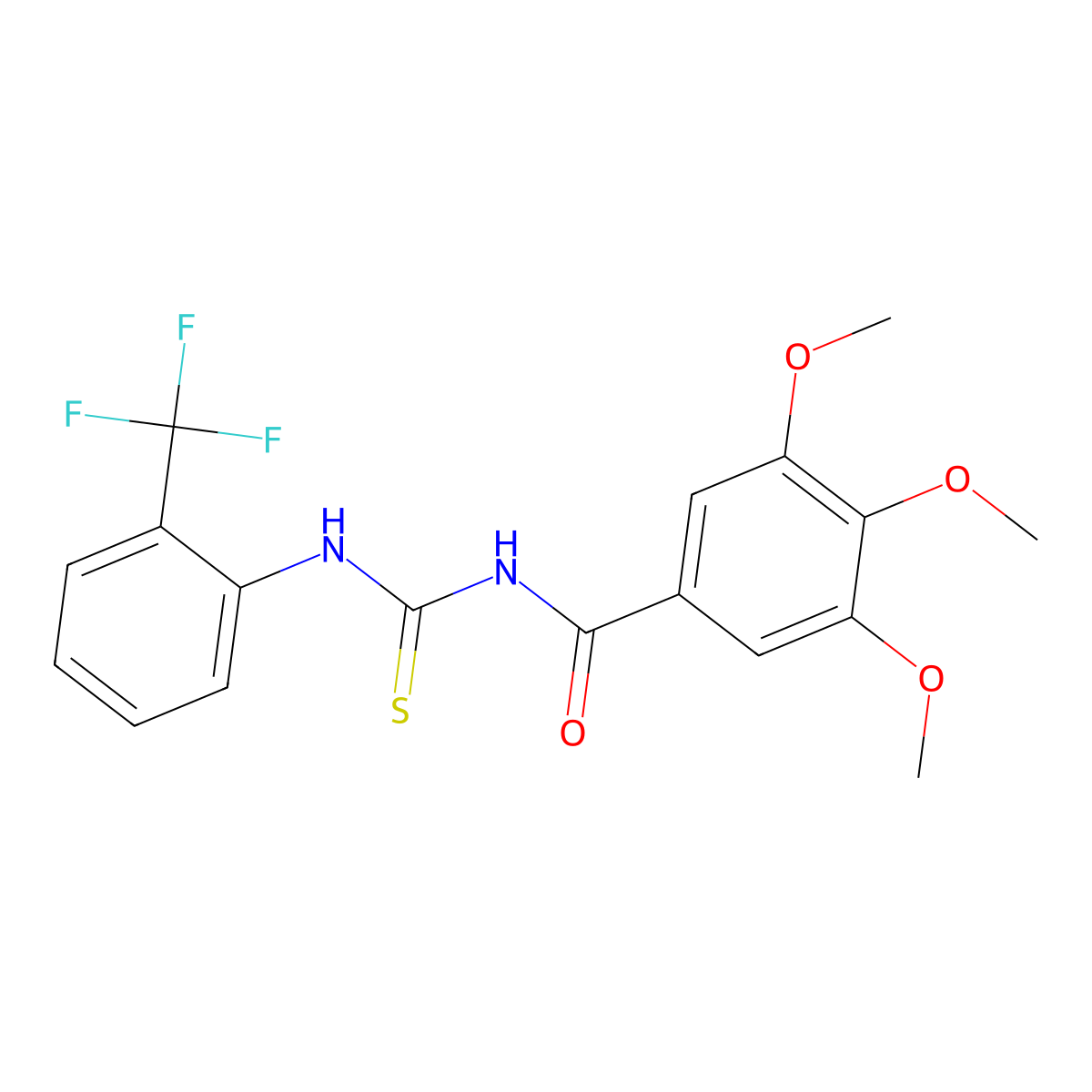3,4,5-trimethoxy-N-[[2-(trifluoromethyl)phenyl]carbamothioyl]benzamide molecular structure, CAS 381682-01-5