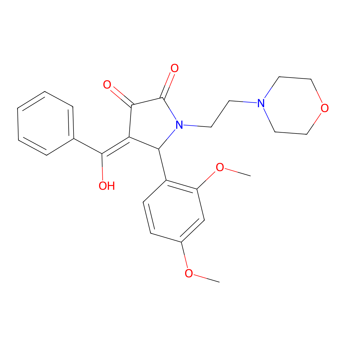 5-(2,4-Dimethoxyphenyl)-4-[hydroxy(phenyl)methylidene]-1-(2-morpholin-4-ylethyl)pyrrolidine-2,3-dione molecular structure, CAS 381682-10-6