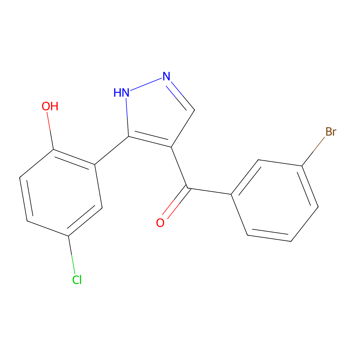 (3-bromophenyl)(3-(5-chloro-2-hydroxyphenyl)-1H-pyrazol-4-yl)methanone molecular structure, CAS 381682-24-2