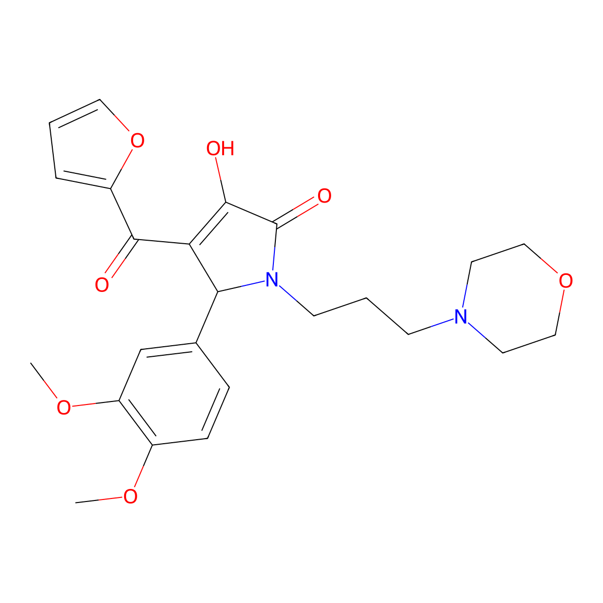 5-(3,4-dimethoxyphenyl)-4-(furan-2-carbonyl)-3-hydroxy-1-[3-(morpholin-4-yl)propyl]-2,5-dihydro-1H-pyrrol-2-one molecular structure, CAS 381682-30-0