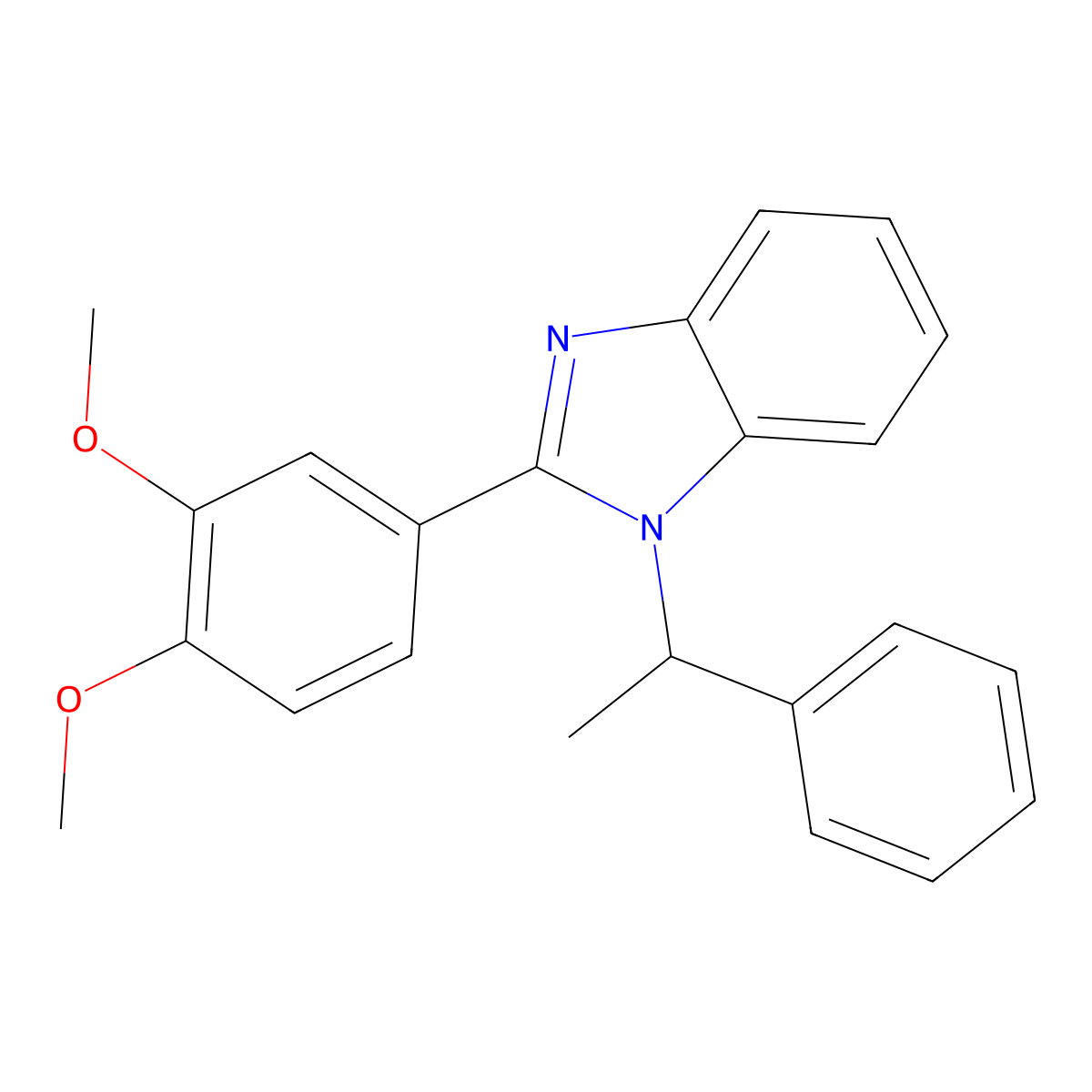 2-(3,4-Dimethoxyphenyl)-1-(1-phenylethyl)benzimidazole molecular structure, CAS 381682-40-2
