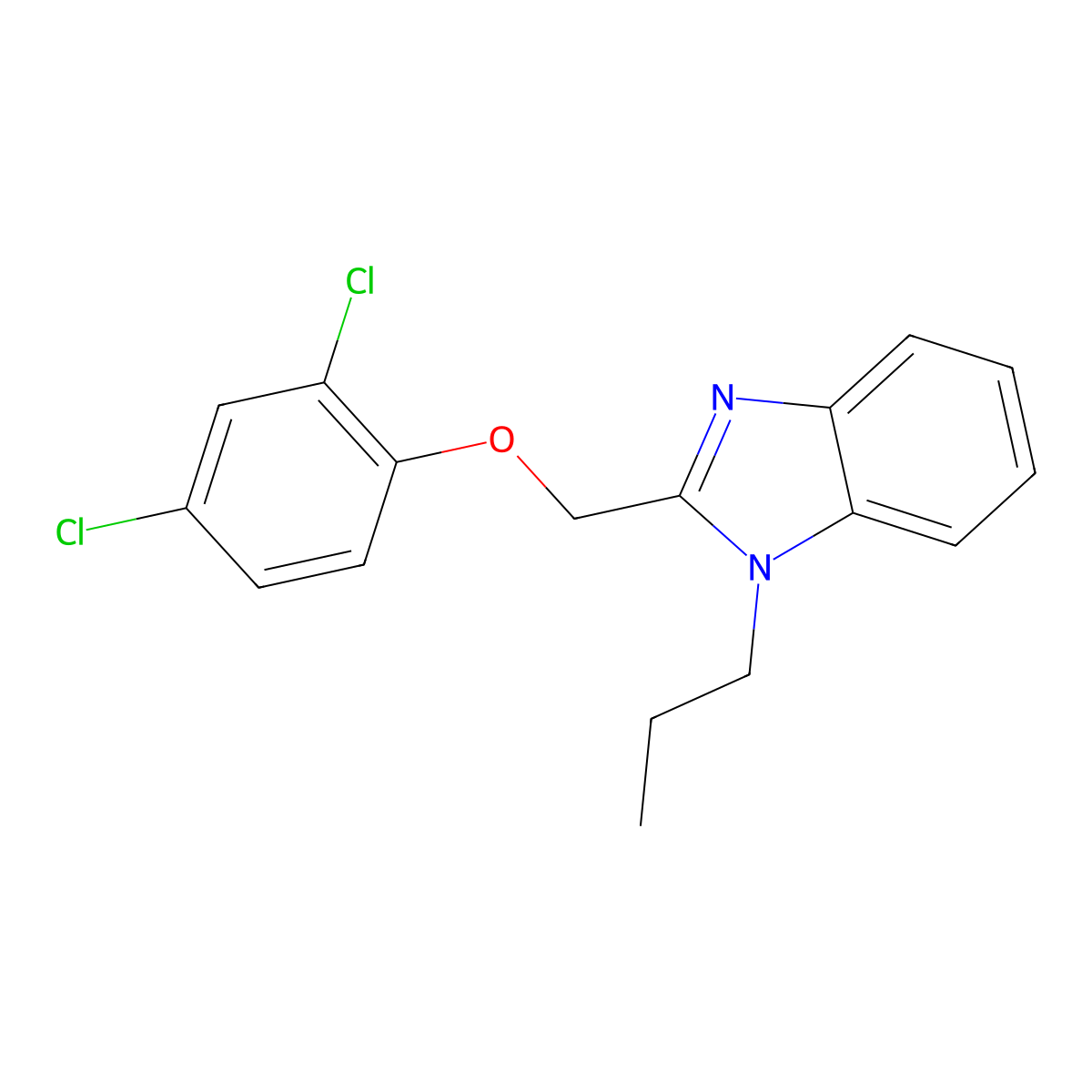 2-((2,4-dichlorophenoxy)methyl)-1-propyl-1H-benzo[d]imidazole molecular structure, CAS 381682-50-4
