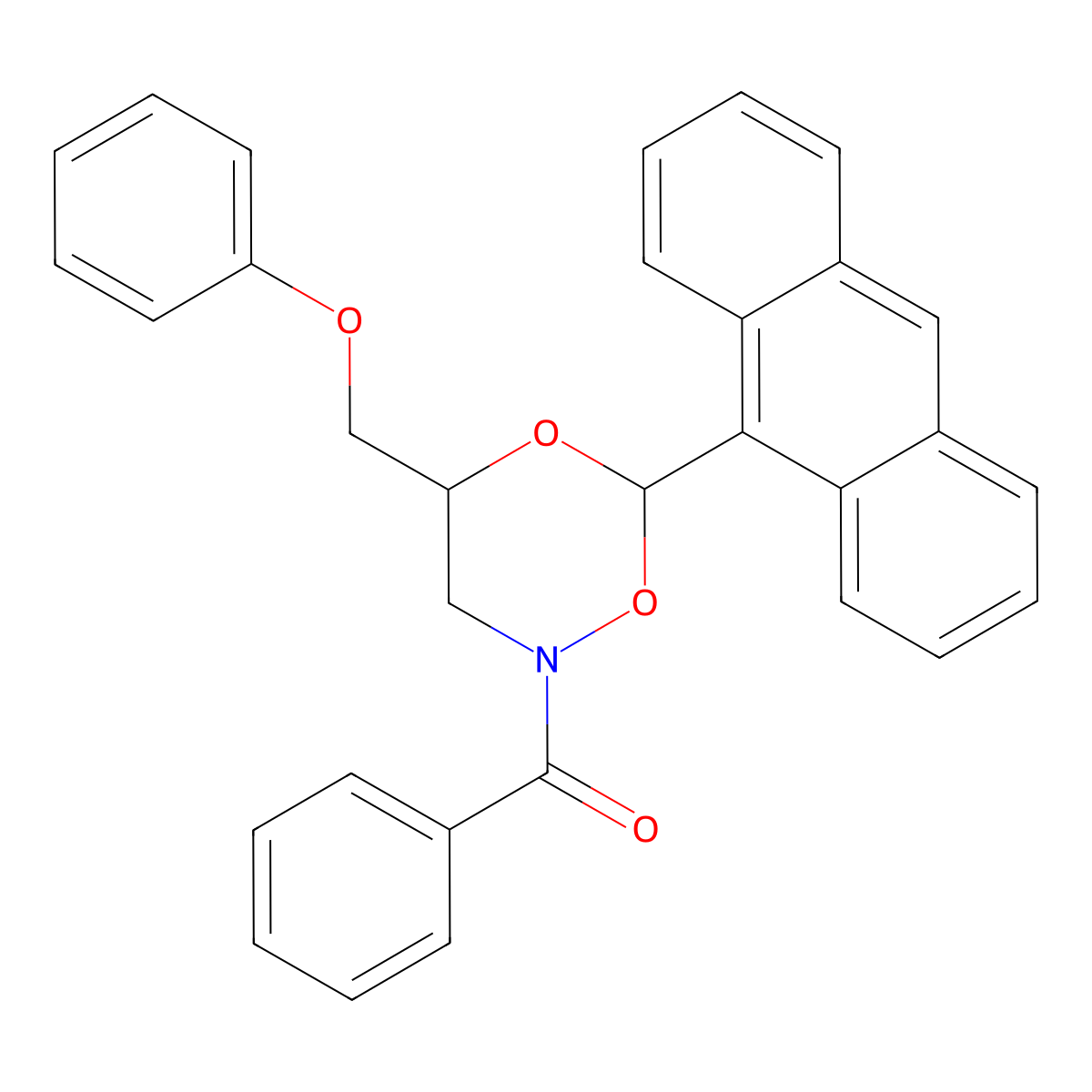[6-Anthracen-9-yl-4-(phenoxymethyl)-1,5,2-dioxazinan-2-yl]-phenylmethanone molecular structure, CAS 381682-74-2