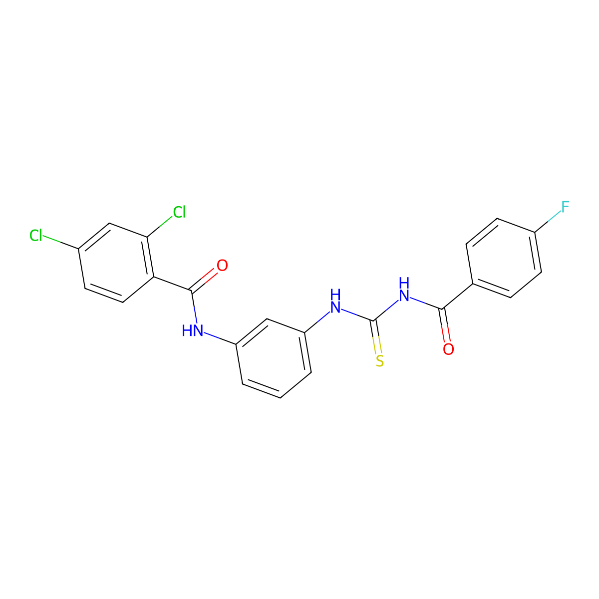 2,4-dichloro-N-[3-[(4-fluorobenzoyl)carbamothioylamino]phenyl]benzamide molecular structure, CAS 381683-07-4