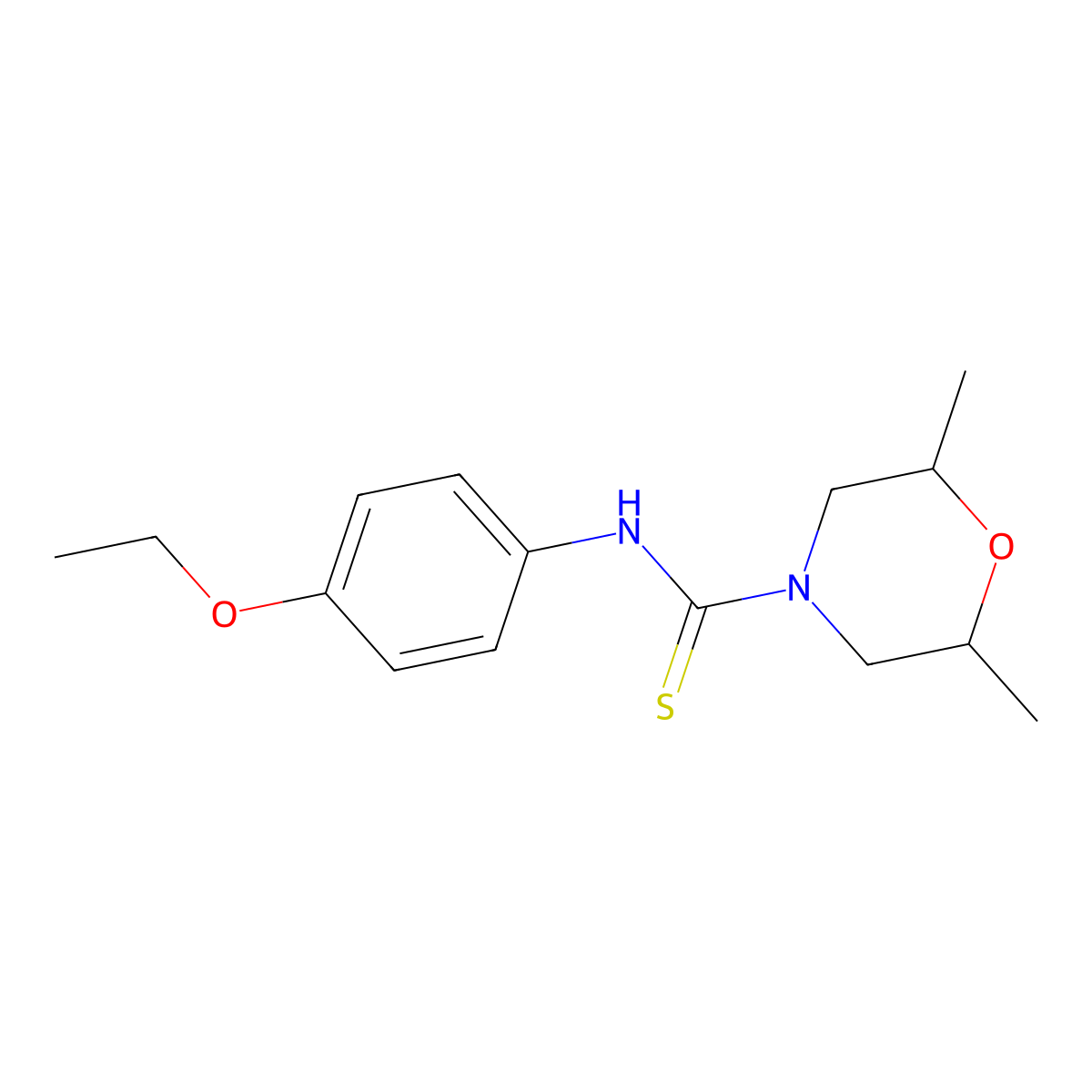 N-(4-ethoxyphenyl)-2,6-dimethylmorpholine-4-carbothioamide molecular structure, CAS 381683-48-3
