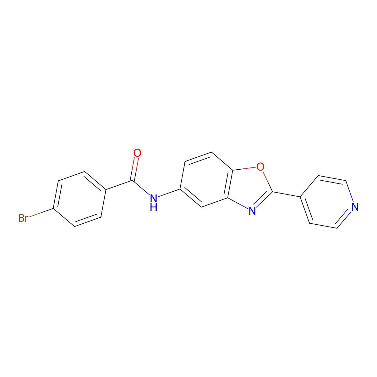 4-bromo-N-(2-pyridin-4-yl-1,3-benzoxazol-5-yl)benzamide molecular structure, CAS 381683-57-4