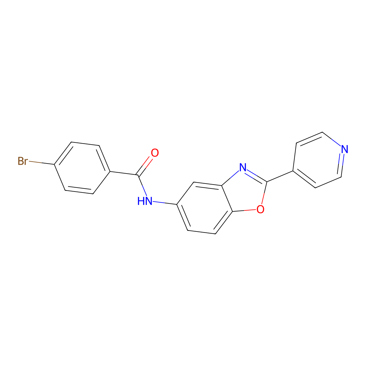 4-bromo-N-(2-pyridin-4-yl-1,3-benzoxazol-5-yl)benzamide molecular structure, CAS 381683-57-4