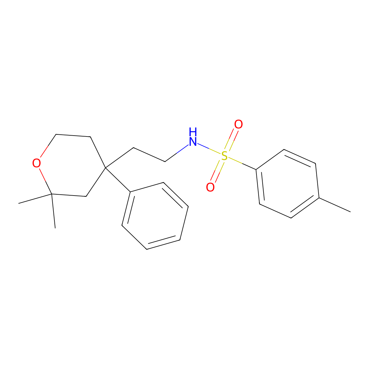 N-[2-(2,2-dimethyl-4-phenyloxan-4-yl)ethyl]-4-methylbenzenesulfonamide molecular structure, CAS 381683-70-1