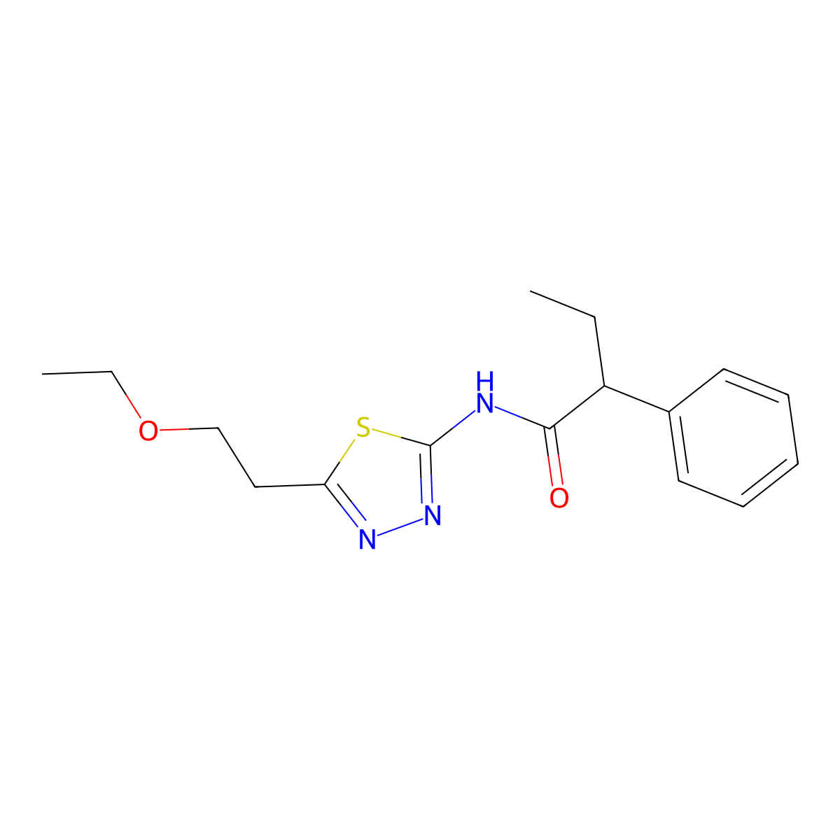 N-[5-(2-ethoxyethyl)-1,3,4-thiadiazol-2-yl]-2-phenylbutanamide molecular structure, CAS 381683-88-1