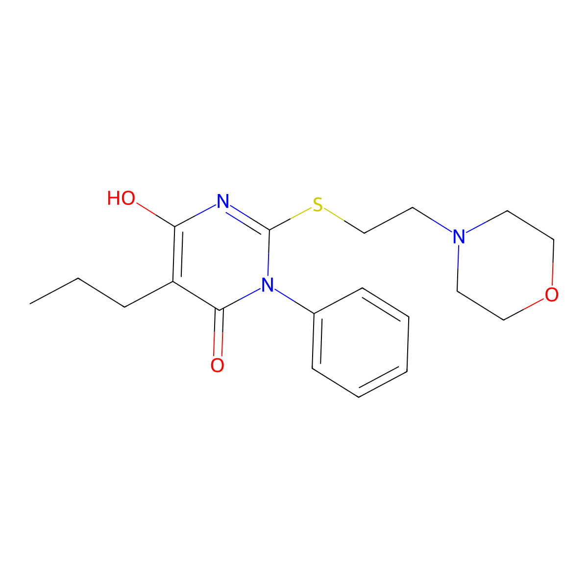 6-hydroxy-2-((2-morpholinoethyl)thio)-3-phenyl-5-propylpyrimidin-4(3H)-one molecular structure, CAS 381683-99-4