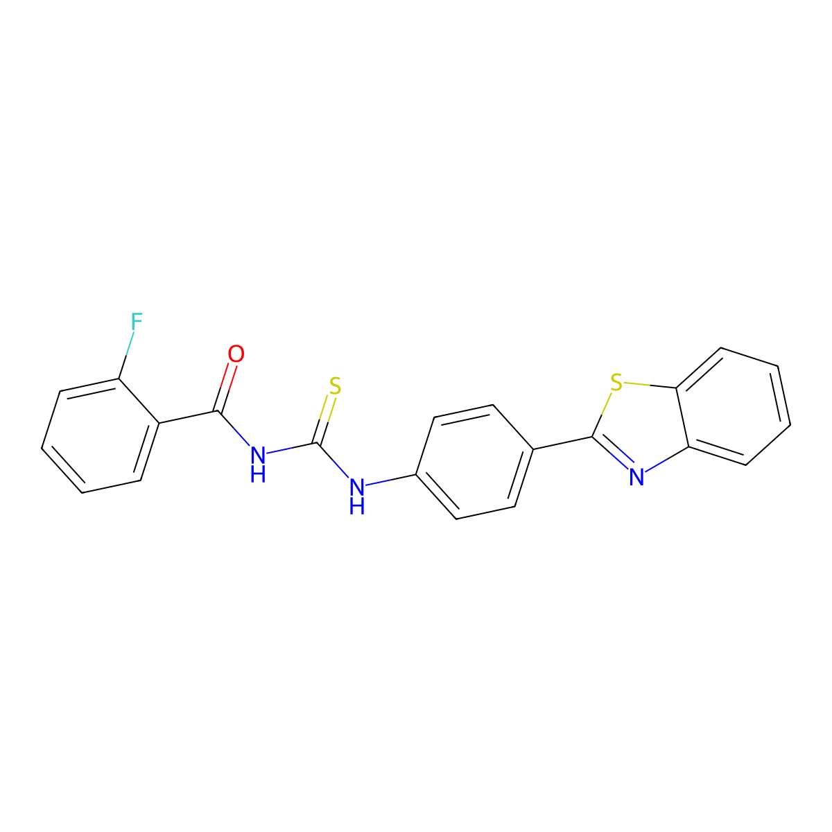 N-[[4-(1,3-benzothiazol-2-yl)phenyl]carbamothioyl]-2-fluorobenzamide molecular structure, CAS 381684-21-5
