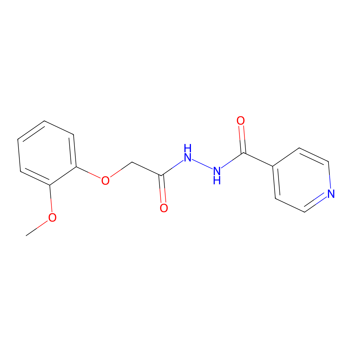 N'-[2-(2-methoxyphenoxy)acetyl]pyridine-4-carbohydrazide molecular structure, CAS 381684-66-8