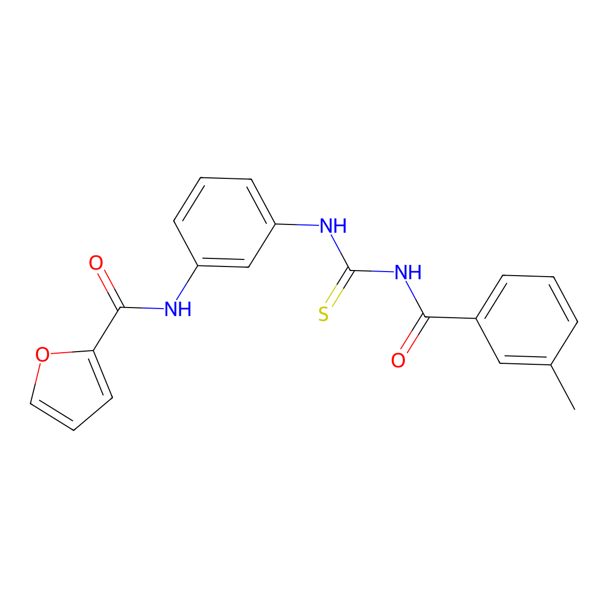 N-[3-[(3-methylbenzoyl)carbamothioylamino]phenyl]furan-2-carboxamide molecular structure, CAS 381684-76-0