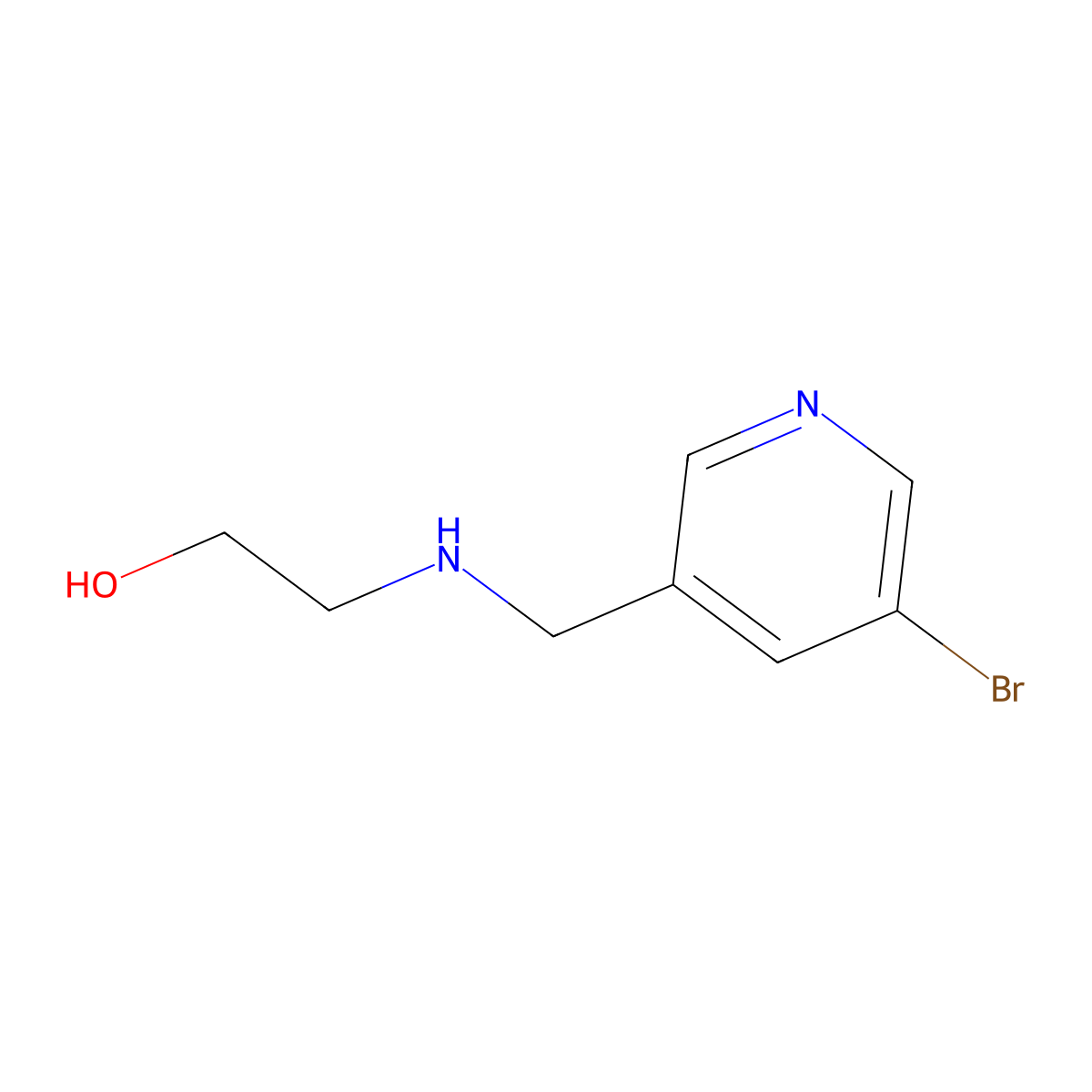 2-([(5-Bromopyridin-3-YL)methyl]amino)ethan-1-OL molecular structure, CAS 381684-84-0