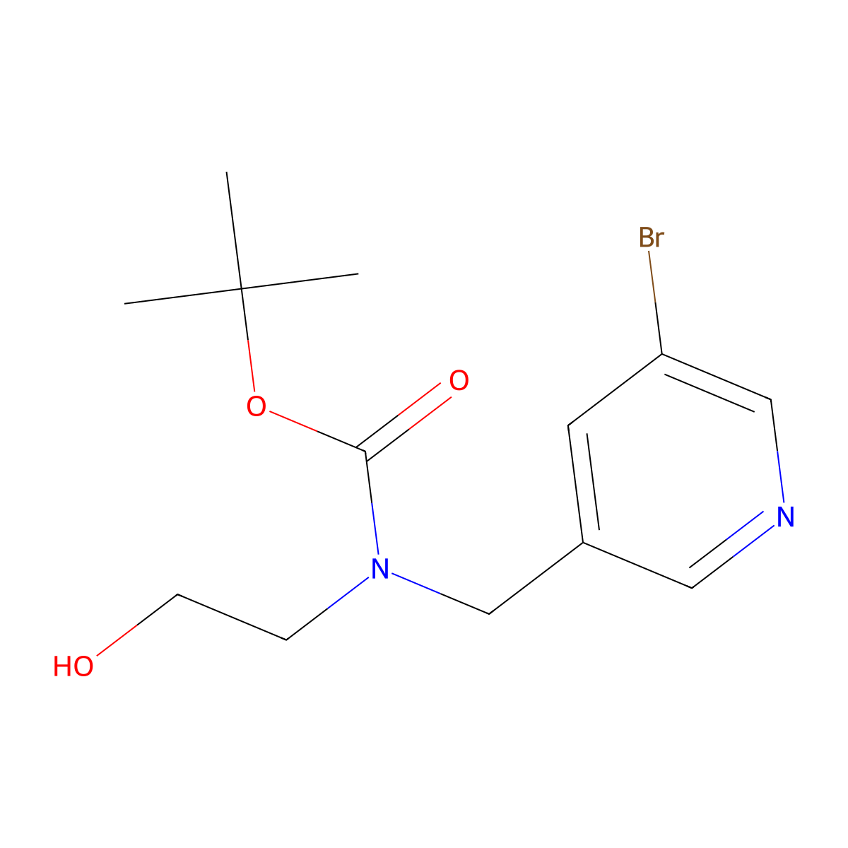 tert-butyl N-[(5-bromopyridin-3-yl)methyl]-N-(2-hydroxyethyl)carbamate molecular structure, CAS 381684-86-2