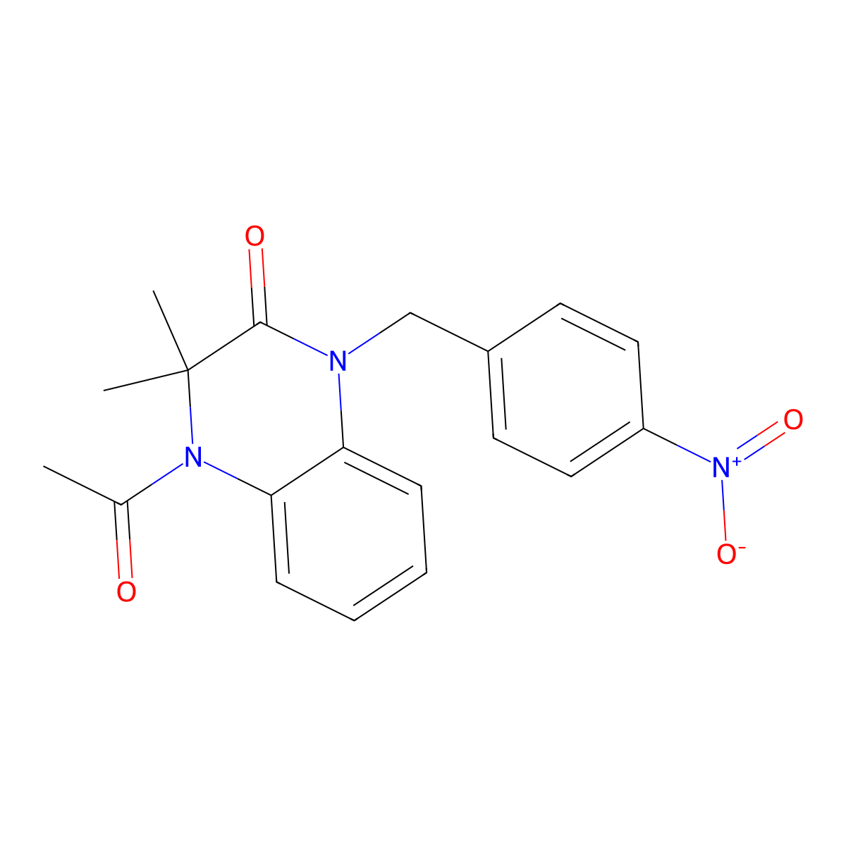 4-Acetyl-3,3-dimethyl-1-[(4-nitrophenyl)methyl]quinoxalin-2-one molecular structure, CAS 381684-93-1