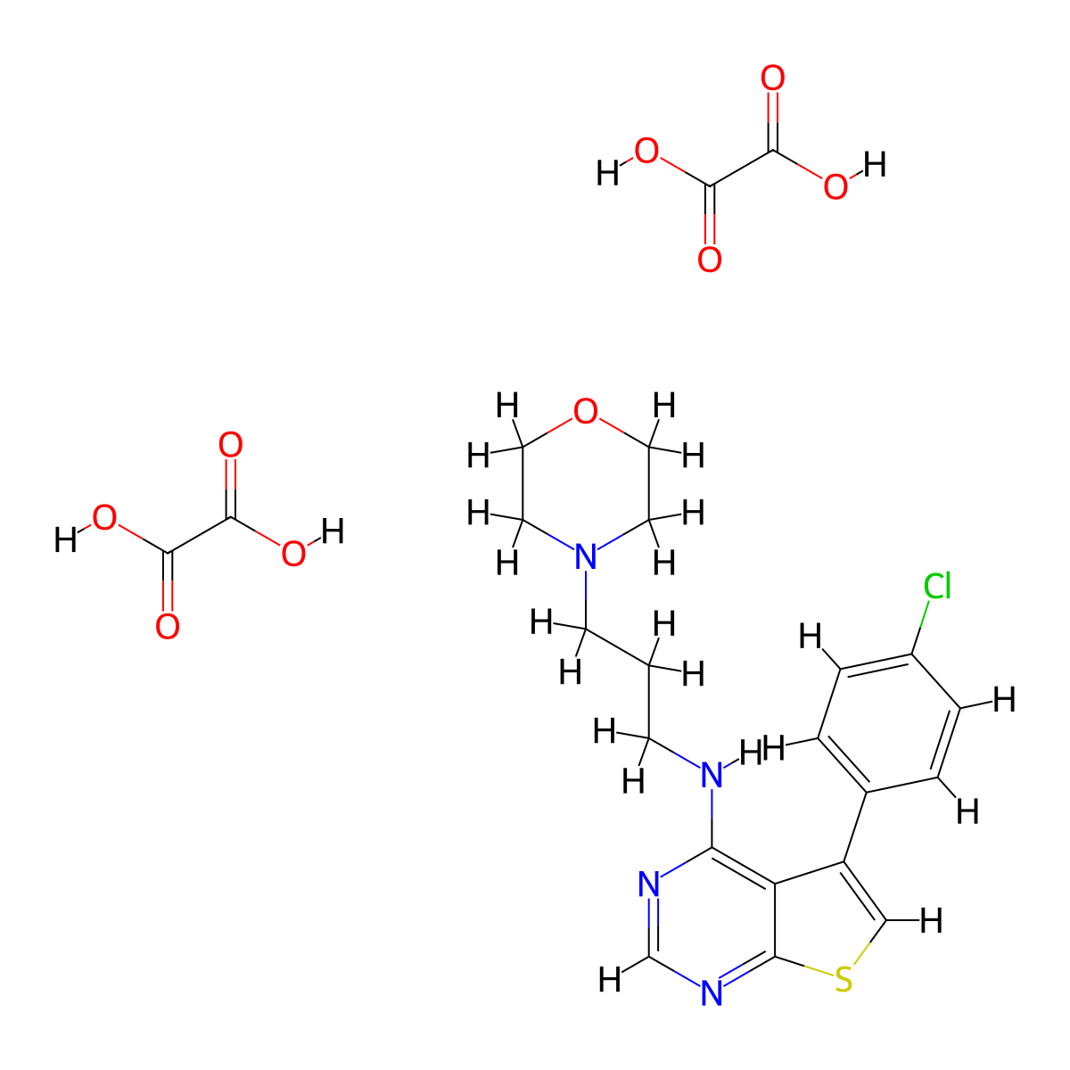 5-(4-chlorophenyl)-N-(3-morpholinopropyl)thieno[2,3-d]pyrimidin-4-amine dioxalate molecular structure, CAS 381687-57-6