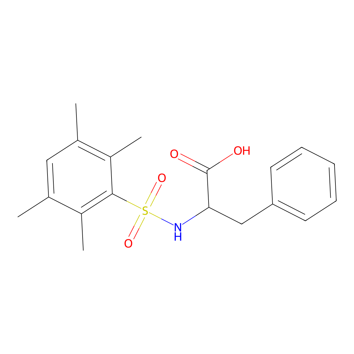 ((2,3,5,6-Tetramethylphenyl)sulfonyl)phenylalanine molecular structure, CAS 381687-95-2
