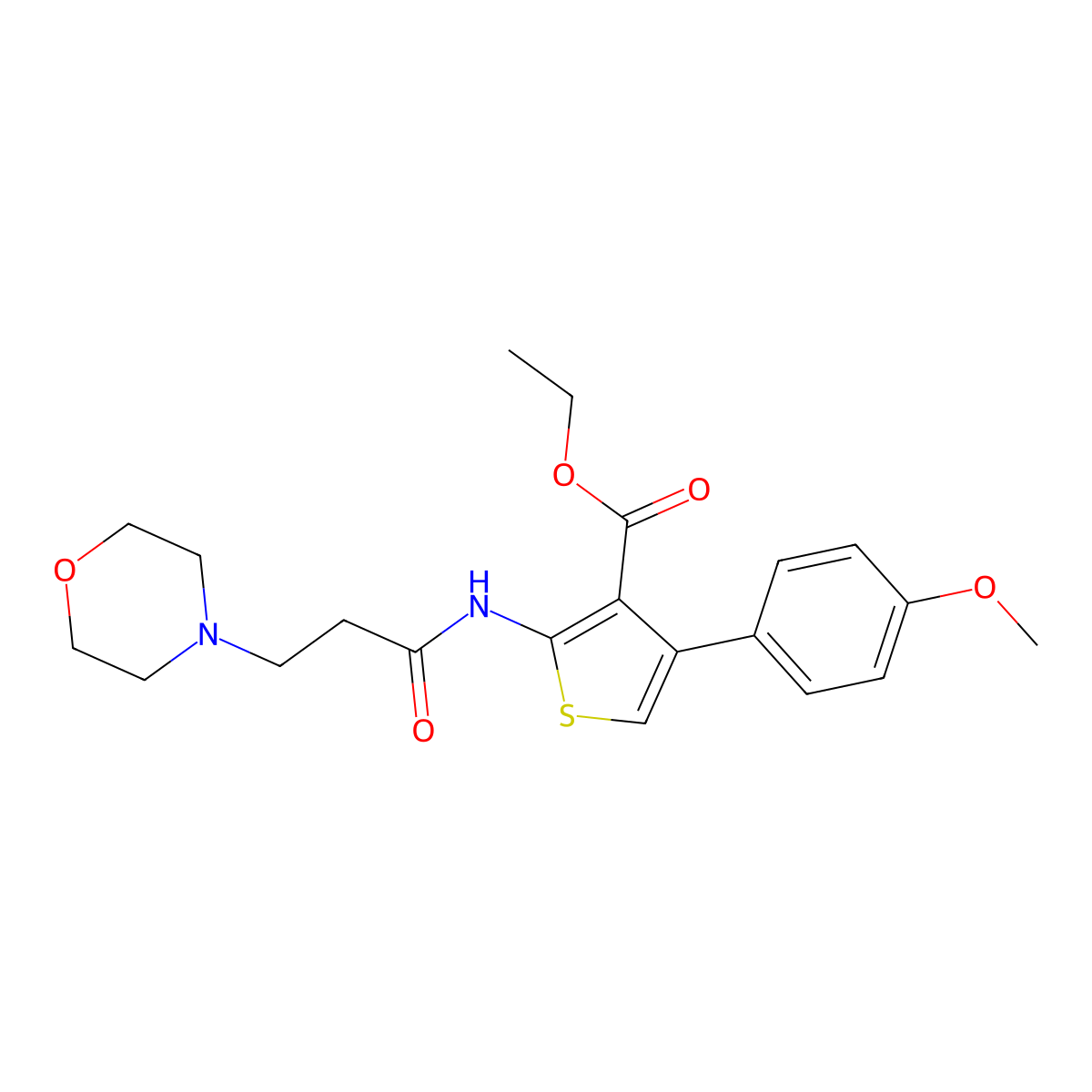 Ethyl 4-(4-methoxyphenyl)-2-[3-(morpholin-4-yl)propanamido]thiophene-3-carboxylate molecular structure, CAS 381688-18-2