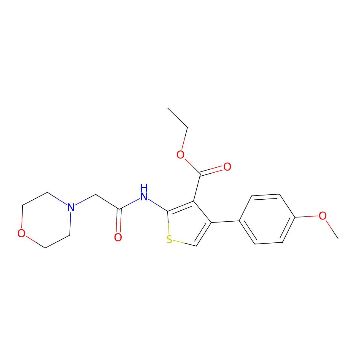 Ethyl 4-(4-methoxyphenyl)-2-[(morpholin-4-ylacetyl)amino]thiophene-3-carboxylate molecular structure, CAS 381688-22-8