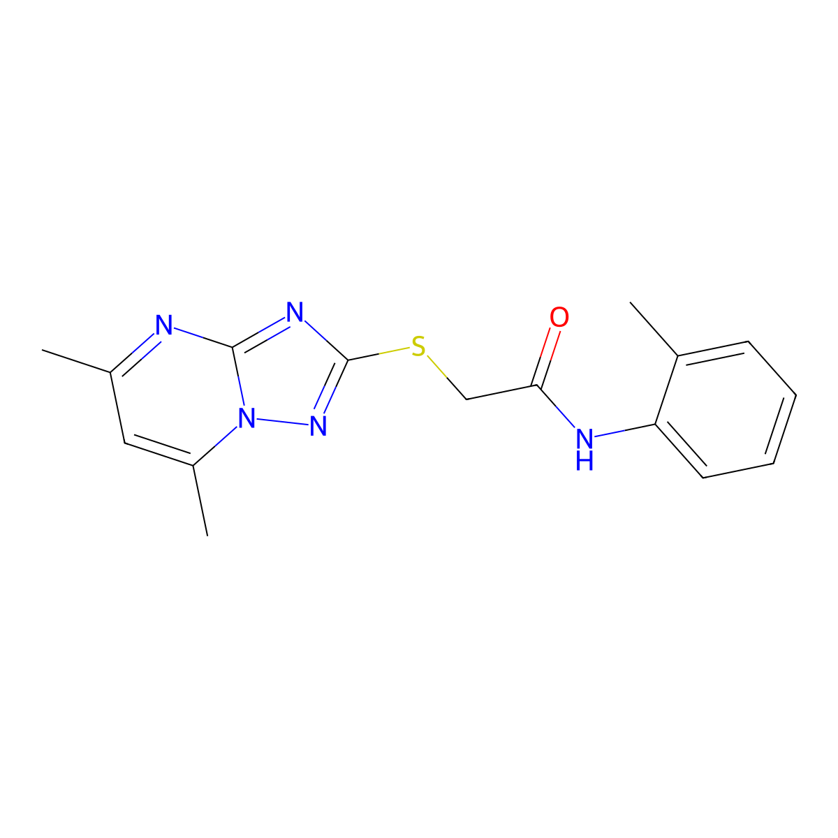 2-[(5,7-dimethyl[1,2,4]triazolo[1,5-a]pyrimidin-2-yl)sulfanyl]-N-(2-methylphenyl)acetamide molecular structure, CAS 381689-25-4