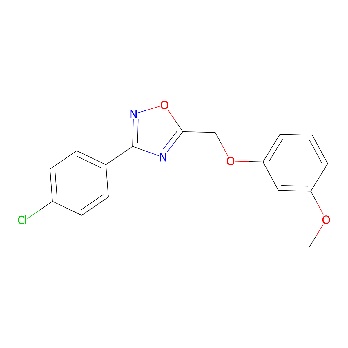 3-(4-Chlorophenyl)-5-[(3-methoxyphenoxy)methyl]-1,2,4-oxadiazole molecular structure, CAS 381691-92-5