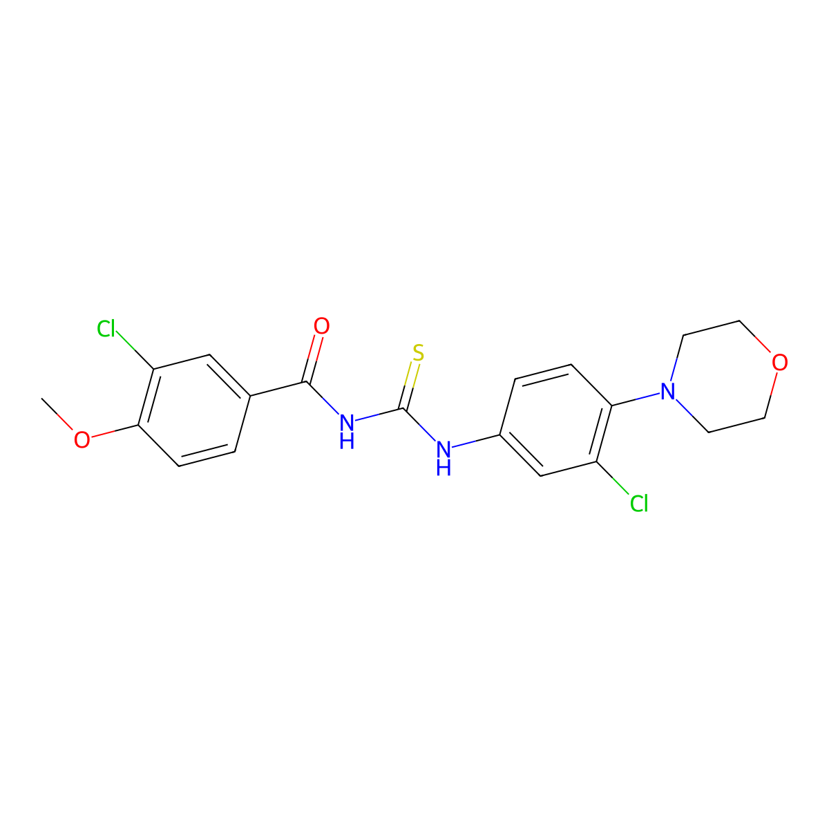 3-chloro-N-[(3-chloro-4-morpholin-4-ylphenyl)carbamothioyl]-4-methoxybenzamide molecular structure, CAS 381692-47-3