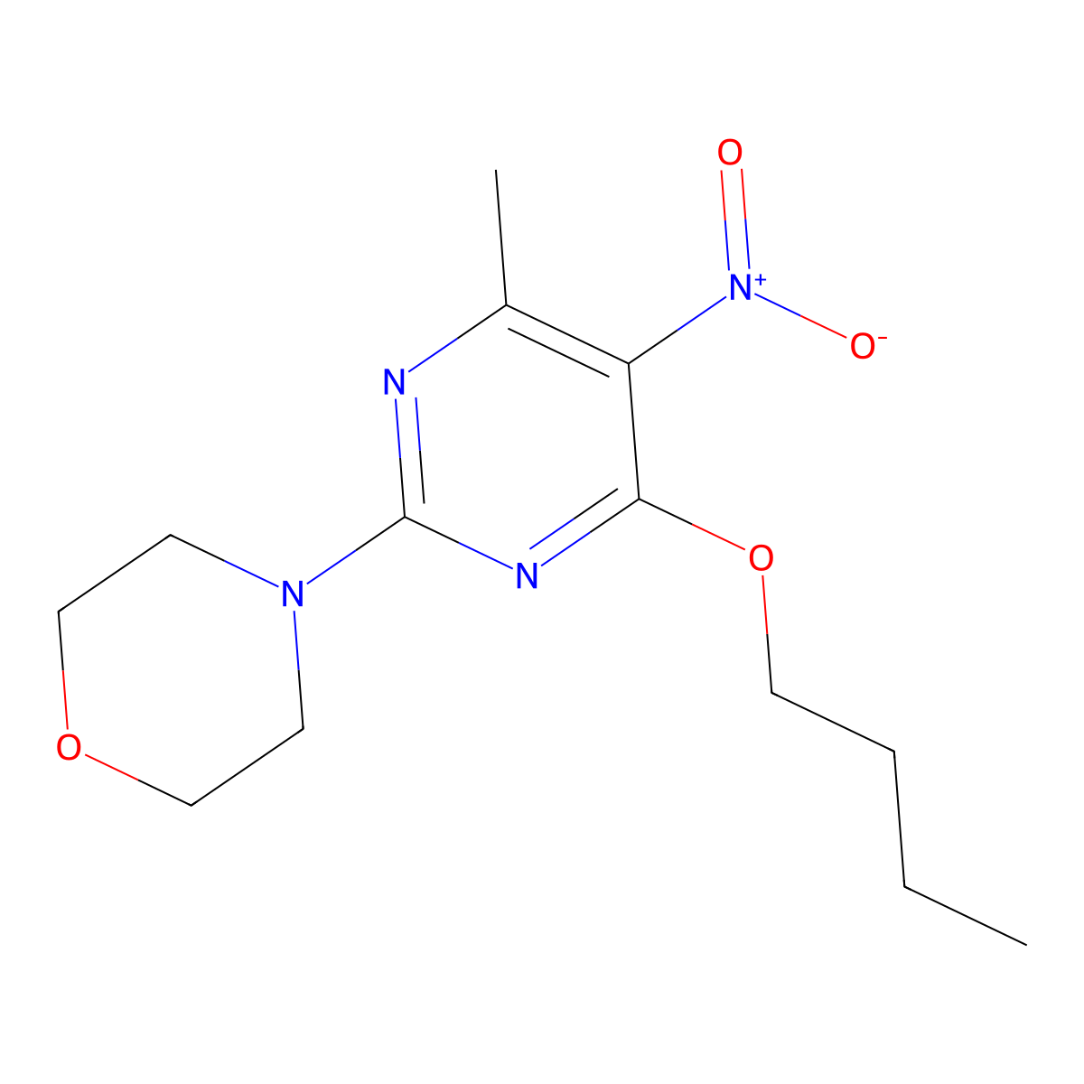 4-(4-Butoxy-6-methyl-5-nitropyrimidin-2-yl)morpholine molecular structure, CAS 381693-22-7