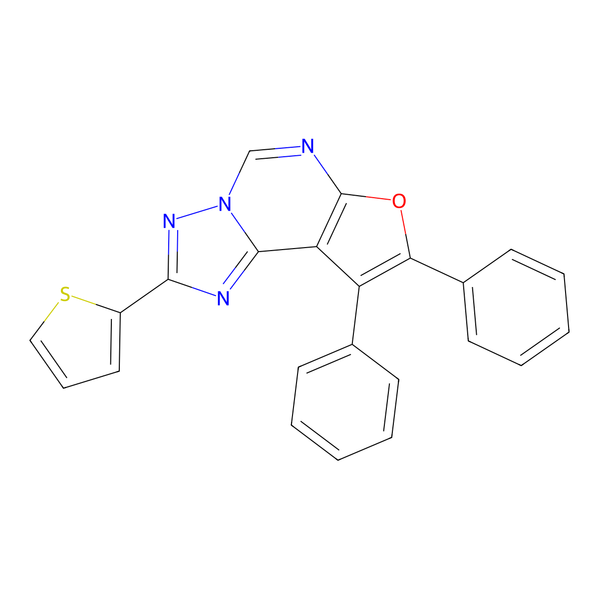 8,9-Diphenyl-2-(thiophen-2-yl)furo[3,2-e][1,2,4]triazolo[1,5-c]pyrimidine molecular structure, CAS 381693-44-3