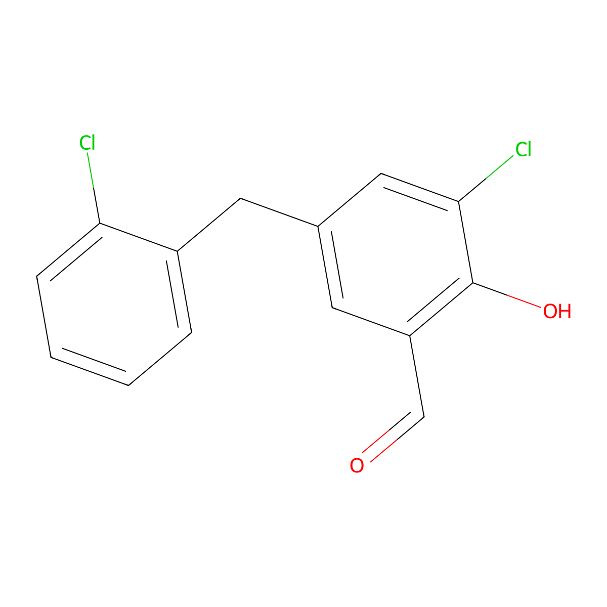 3-Chloro-5-[(2-chlorophenyl)methyl]-2-hydroxybenzaldehyde molecular structure, CAS 381693-49-8