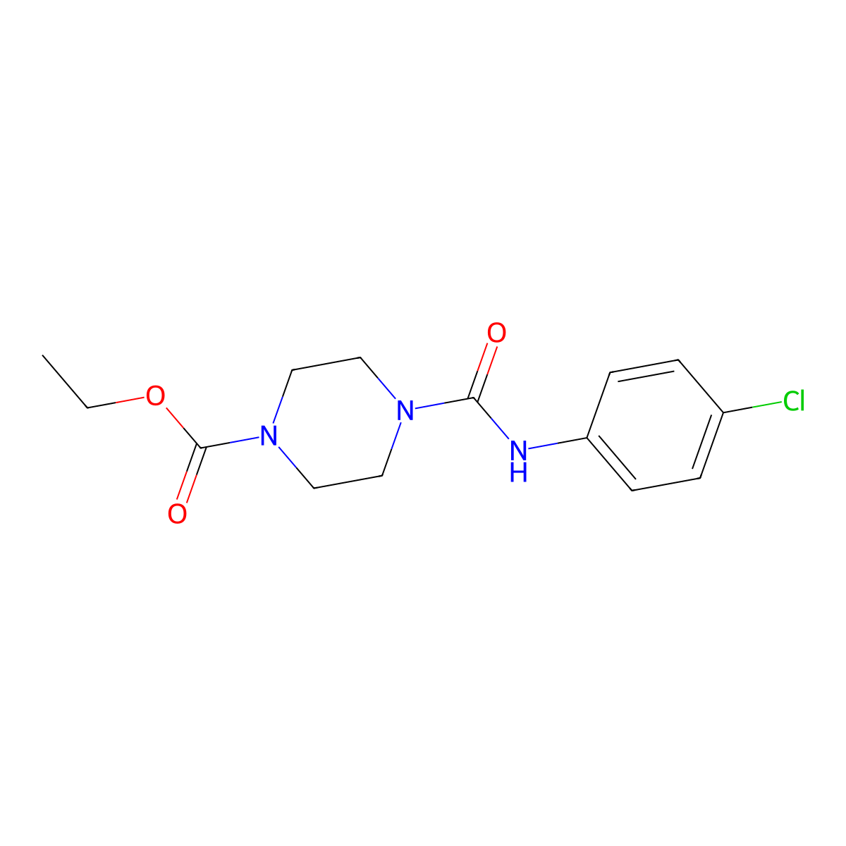 Ethyl 4-((4-chlorophenyl)carbamoyl)piperazine-1-carboxylate molecular structure, CAS 381693-55-6