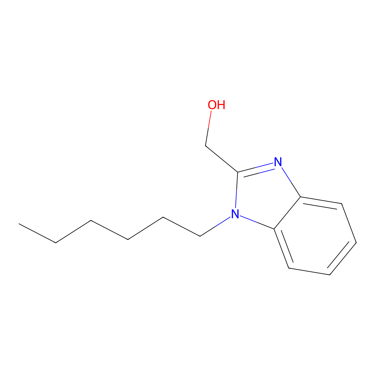 (1-hexyl-1H-benzimidazol-2-yl)methanol molecular structure, CAS 381693-65-8