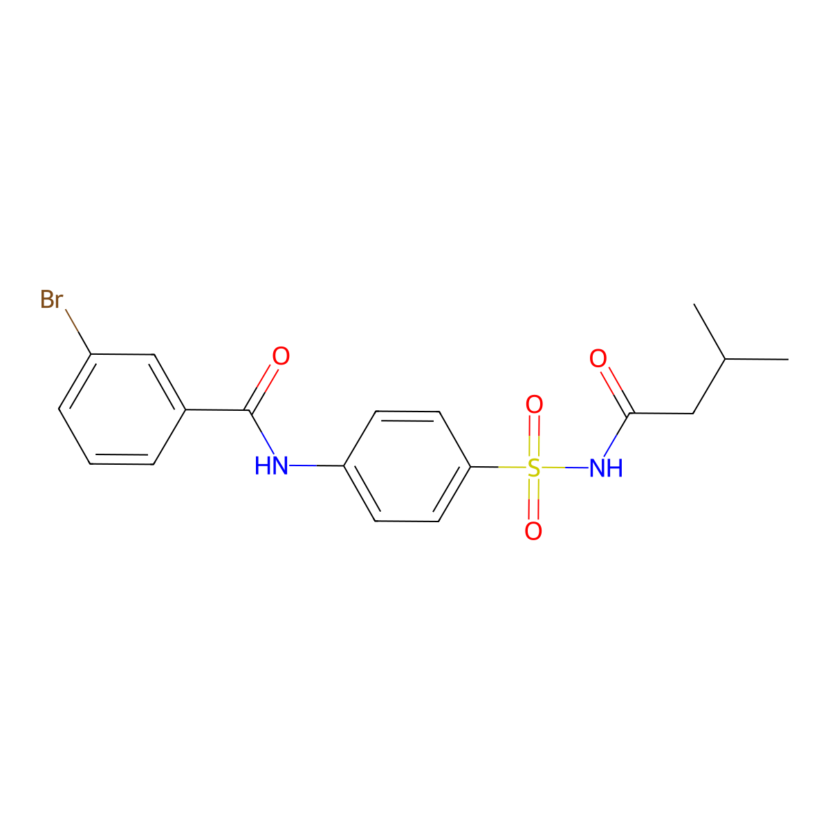 3-bromo-N-{4-[(3-methylbutanoyl)sulfamoyl]phenyl}benzamide molecular structure, CAS 381693-66-9