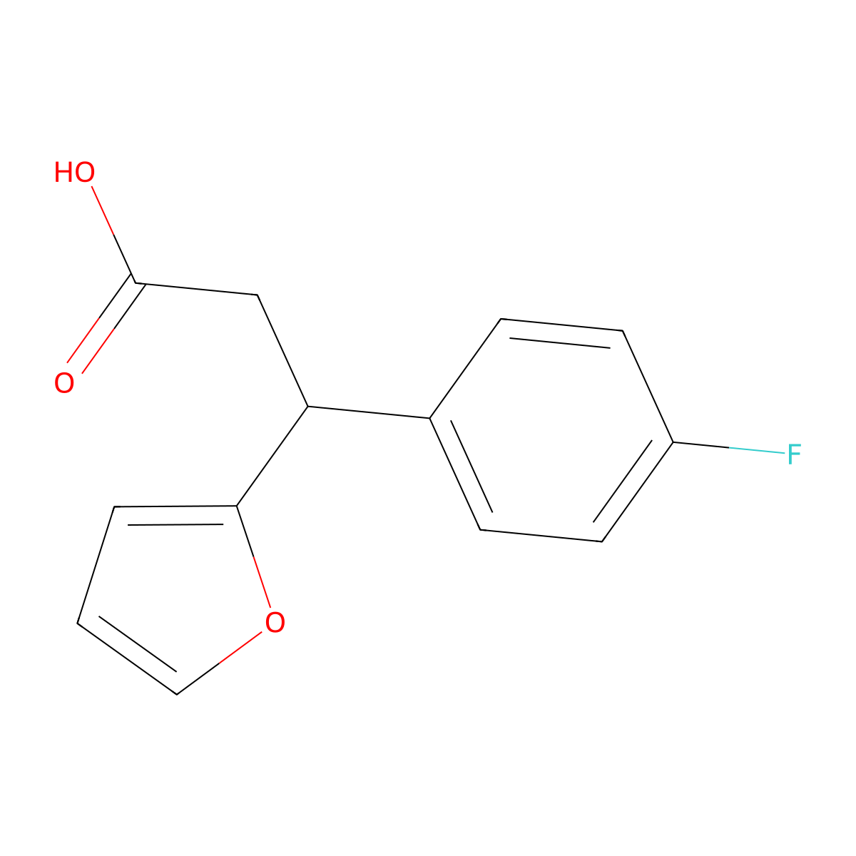 3-(4-Fluorophenyl)-3-(furan-2-yl)propanoic acid molecular structure, CAS 381693-93-2