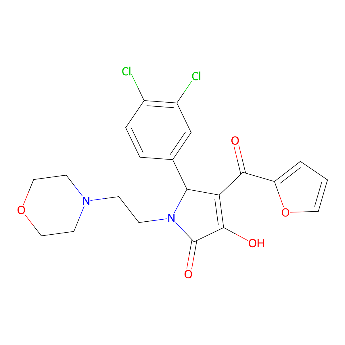 5-(3,4-Dichlorophenyl)-4-(2-furylcarbonyl)-3-hydroxy-1-(2-morpholin-4-ylethyl)-3-pyrrolin-2-one molecular structure, CAS 381694-06-0