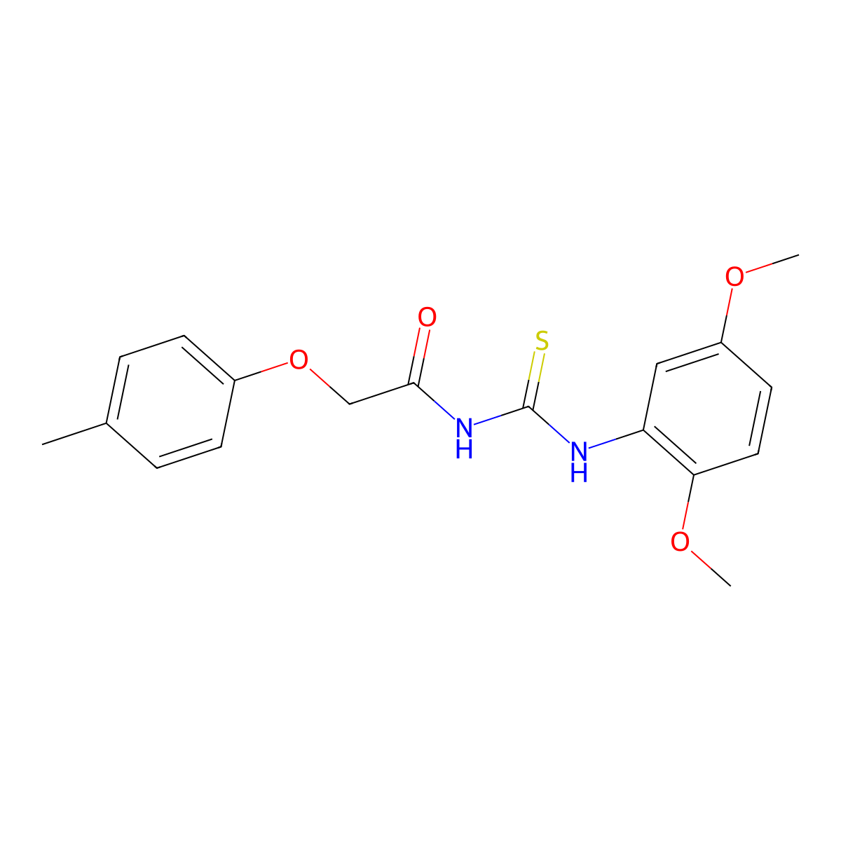N-[(2,5-dimethoxyphenyl)carbamothioyl]-2-(4-methylphenoxy)acetamide molecular structure, CAS 381694-32-2