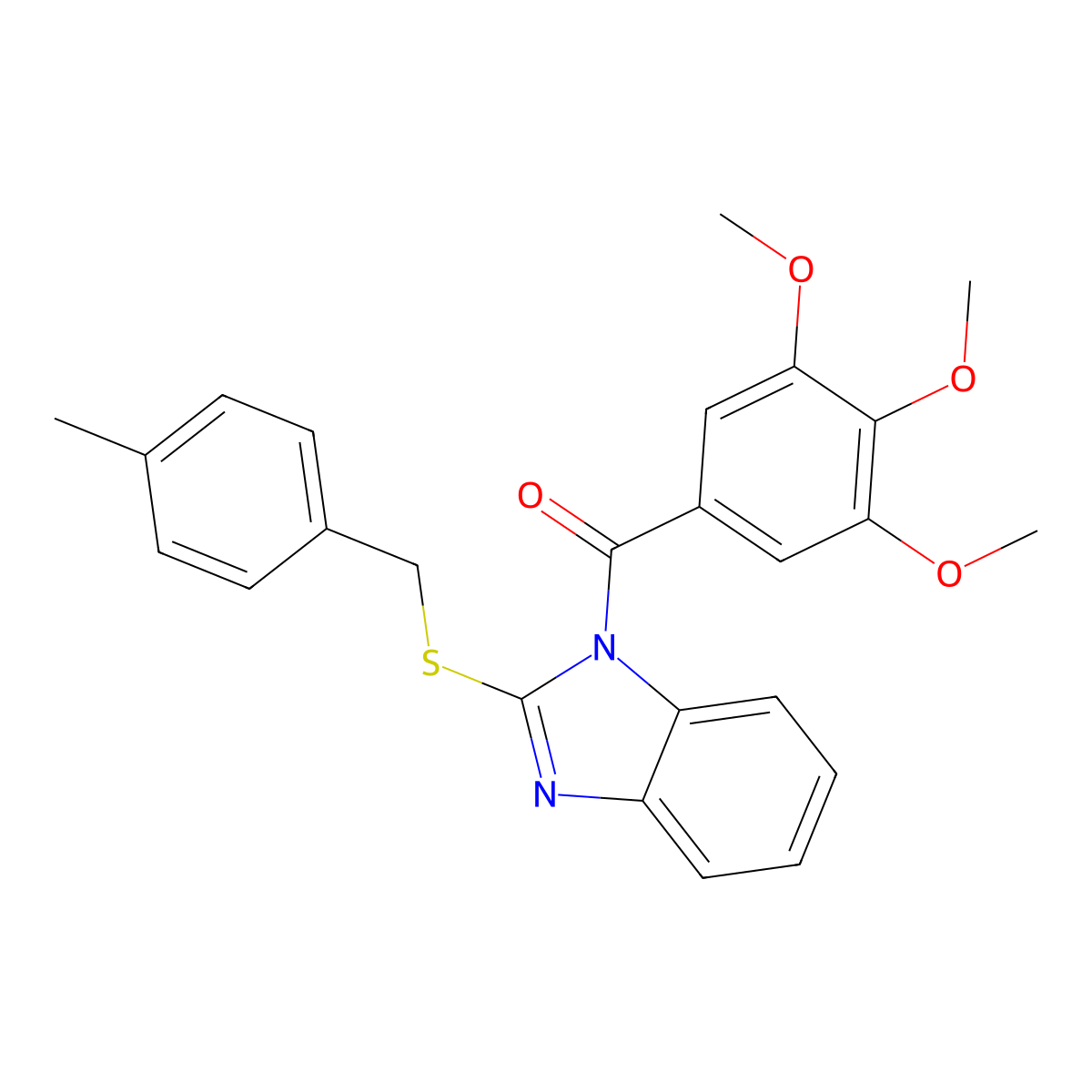 [2-[(4-Methylphenyl)methylsulfanyl]benzimidazol-1-yl]-(3,4,5-trimethoxyphenyl)methanone molecular structure, CAS 381694-71-9