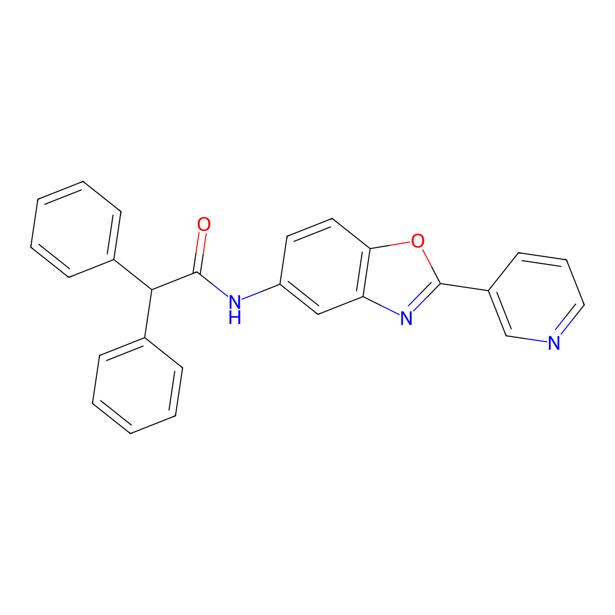 2,2-diphenyl-N-(2-pyridin-3-yl-1,3-benzoxazol-5-yl)acetamide molecular structure, CAS 381694-77-5