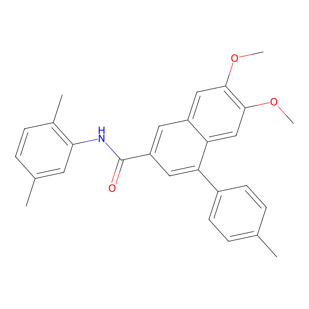N-(2,5-dimethylphenyl)-6,7-dimethoxy-4-(4-methylphenyl)naphthalene-2-carboxamide molecular structure, CAS 381694-92-4