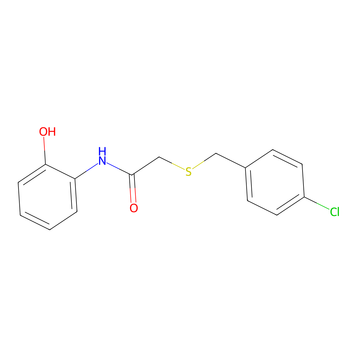 2-[(4-chlorophenyl)methylsulfanyl]-N-(2-hydroxyphenyl)acetamide molecular structure, CAS 381695-08-5