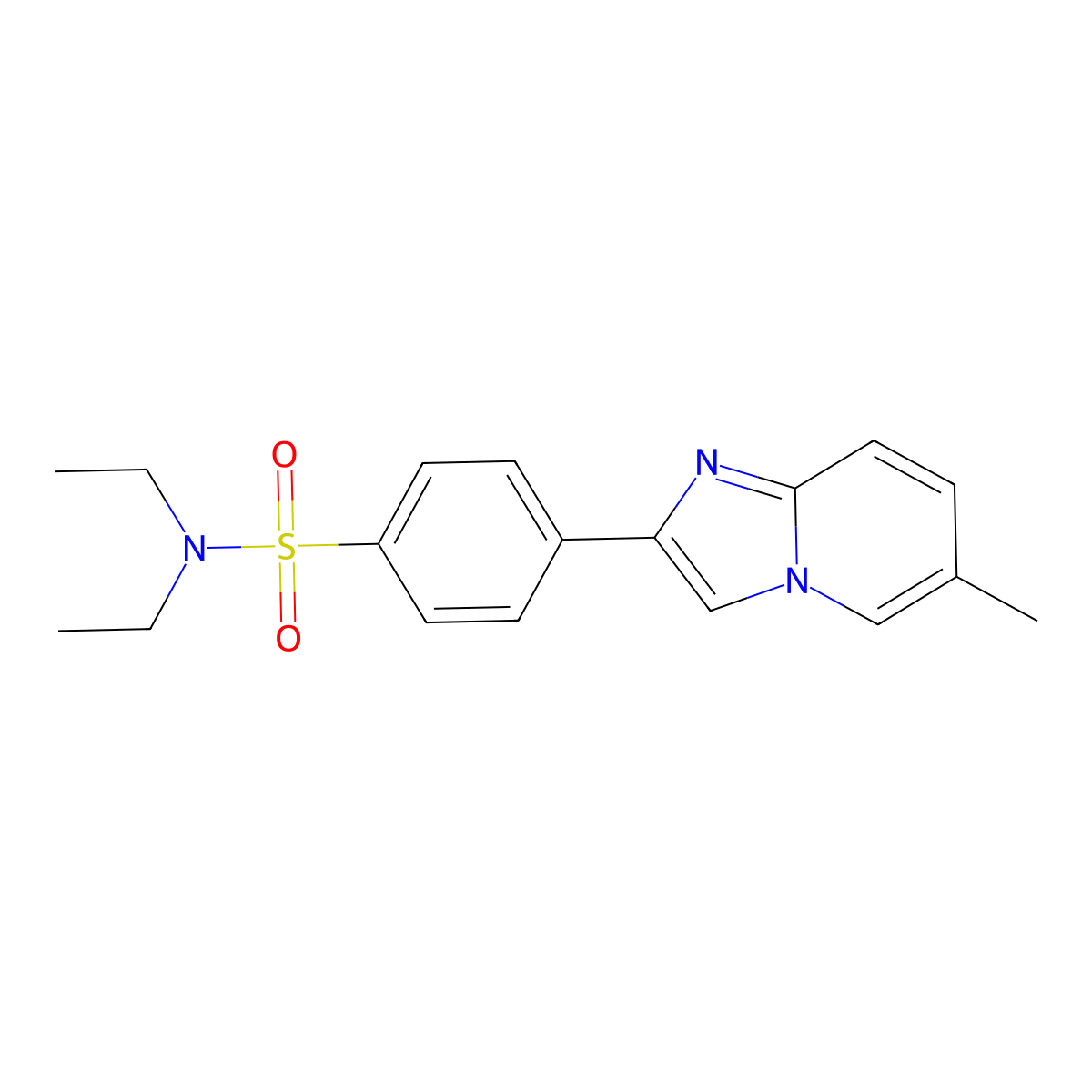 N,N-diethyl-4-(6-methylimidazo[1,2-a]pyridin-2-yl)benzenesulfonamide molecular structure, CAS 381695-65-4