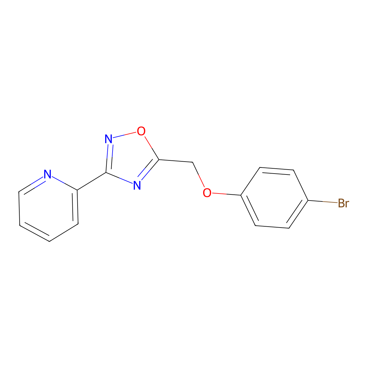 5-[(4-Bromophenoxy)methyl]-3-pyridin-2-yl-1,2,4-oxadiazole molecular structure, CAS 381696-78-2